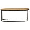 Coffee Table Oval Solid Rough Mango Wood and Steel 100 cm
