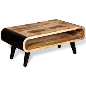 Rustic Open Shelf Coffee Table Rough Mango Wood 90x55x39cm
