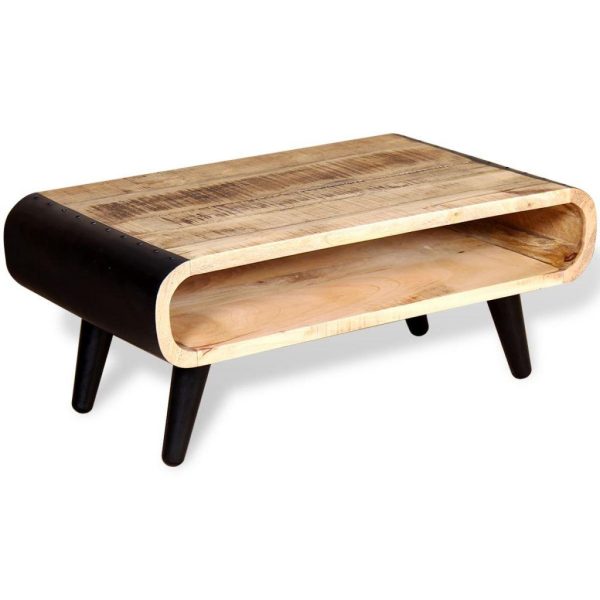 Rustic Open Shelf Coffee Table Rough Mango Wood 90x55x39cm