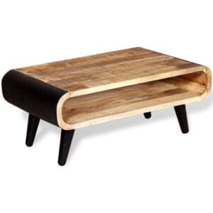 Rustic Open Shelf Coffee Table Rough Mango Wood 90x55x39cm