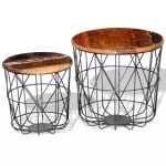 Coffee Table Set 2 Pieces Round 35 cm/45 cm Reclaimed Wood 2