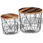 Coffee Table Set 2 Pieces Round 35 cm/45 cm Reclaimed Wood 4