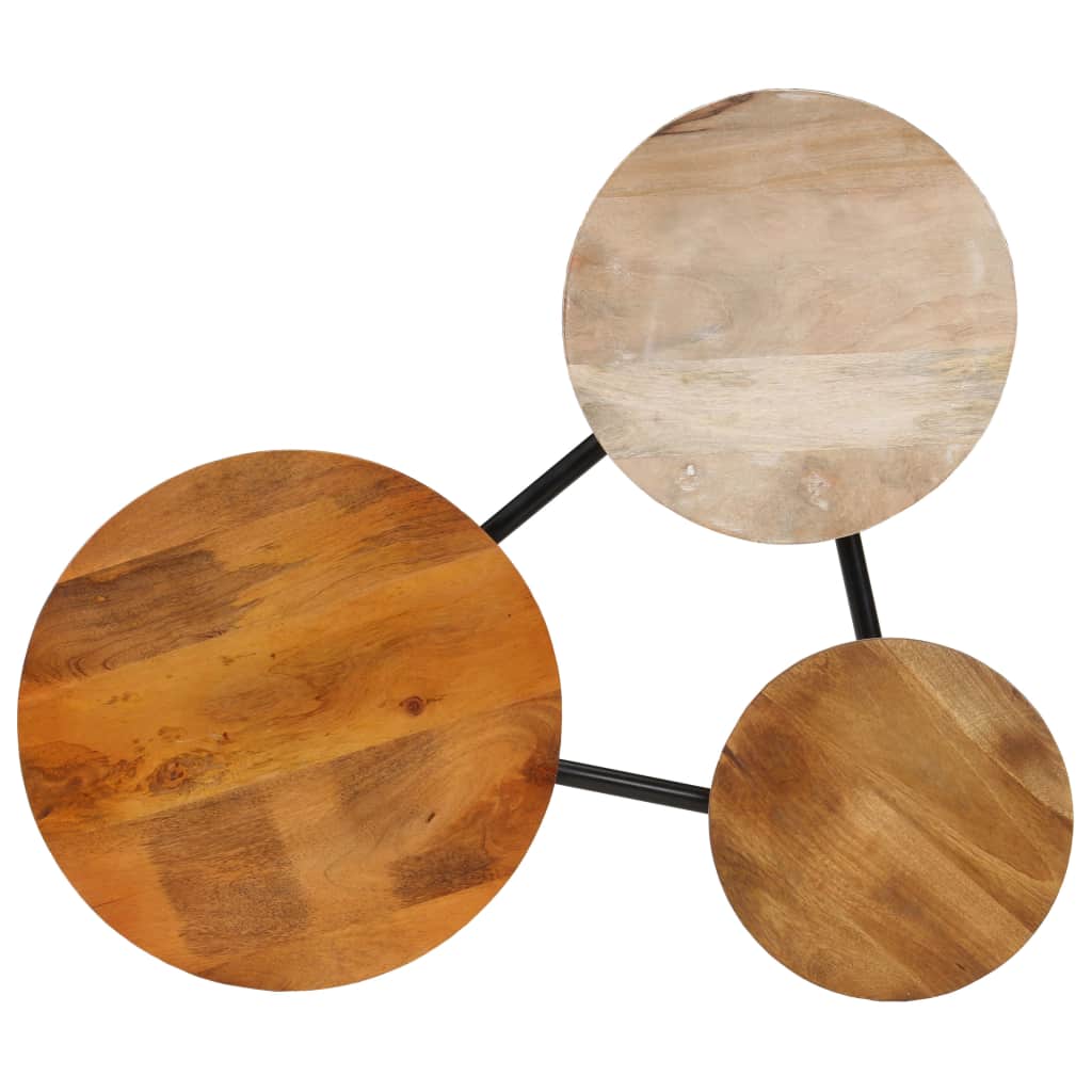 Coffee Table Solid Mango Wood and Steel 89x77x52 cm