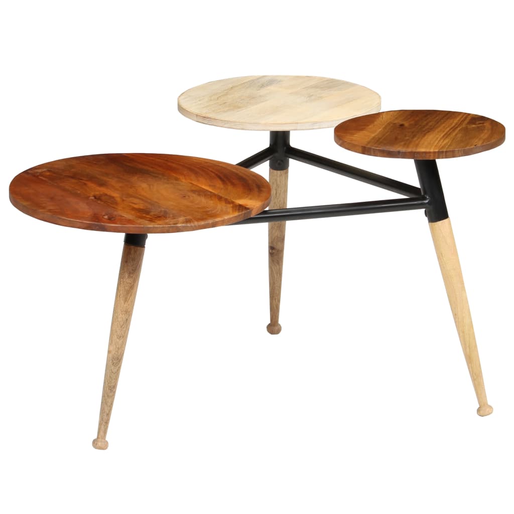 Coffee Table Solid Mango Wood and Steel 89x77x52 cm
