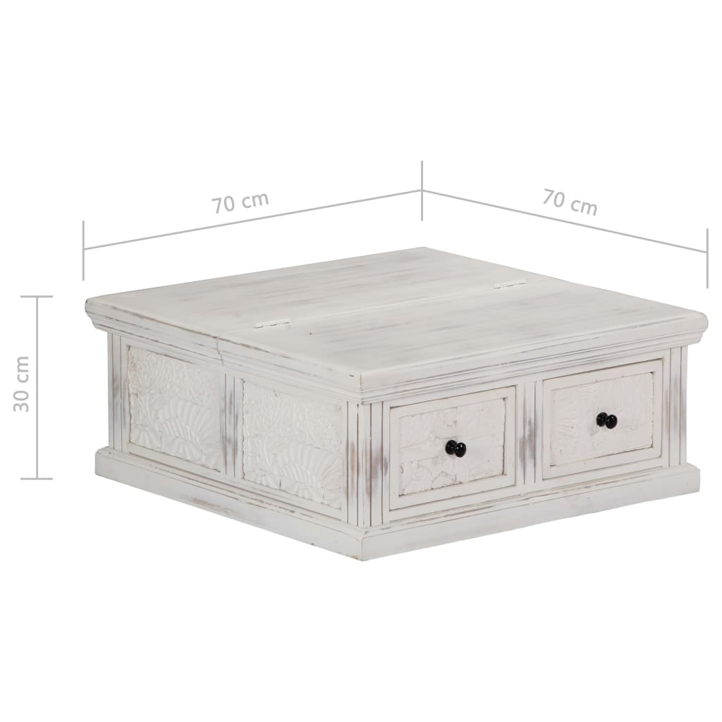 Coffee Table White 70x70x30 cm Solid Mango Wood