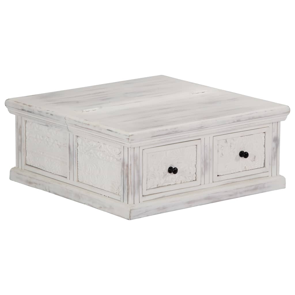 Coffee Table White 70x70x30 cm Solid Mango Wood