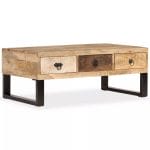 Coffee Table with 3 Drawers Solid Mango Wood 90x50x35 cm 1