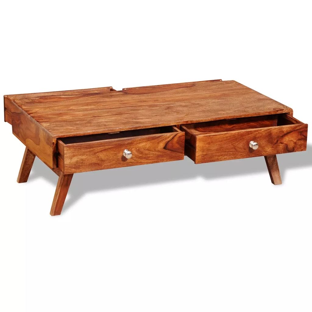 Coffee Table with 4 Drawers 35 cm Solid Sheesham Wood