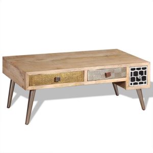 Coffee Table with Drawers Solid Mango Wood 105x55x41 cm