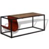 Coffee Table with Genuine Leather Magazine Holder 110x50x45 cm