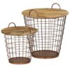 Coffee Table/Basket Set 2 Pieces Solid Mango Wood 55x50 cm