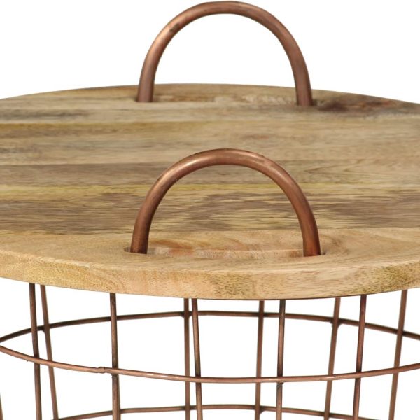 Coffee Table/Basket Set 2 Pieces Solid Mango Wood 55x50 cm