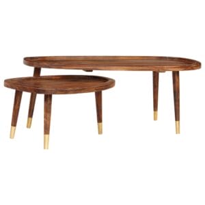 Coffee Tables 2 pcs Brown Solid Sheesham Wood