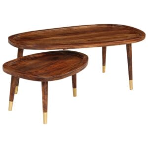 Coffee Tables 2 pcs Brown Solid Sheesham Wood