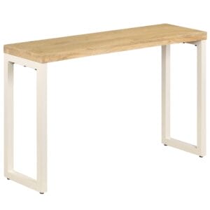 Console Table Mango Wood Top with White Steel Frame