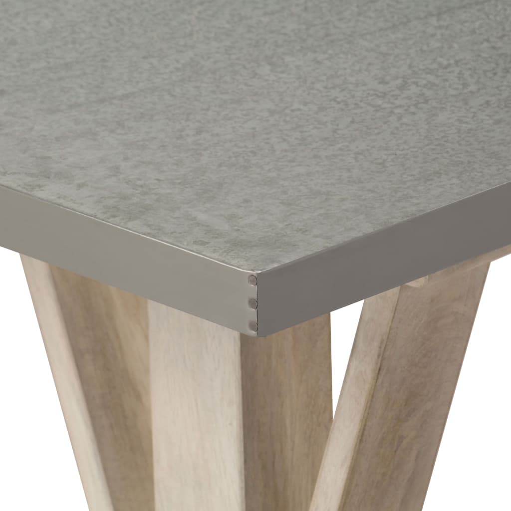 Console Table with Zinc Top 118x35x76 cm Solid Mango Wood