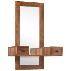 Cosmetic Mirror with 2 Drawers Solid Sheesham Wood