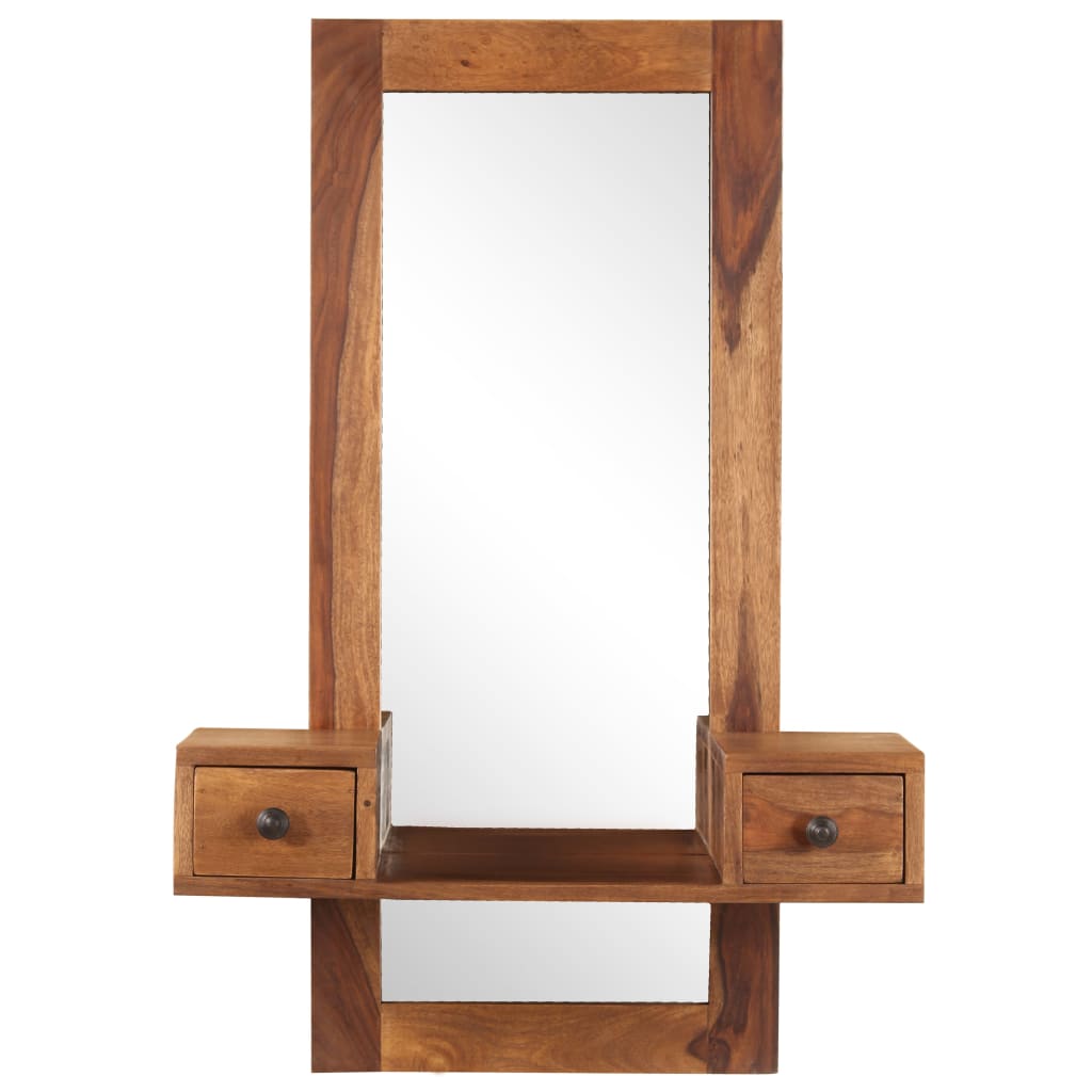 Cosmetic Mirror with 2 Drawers Solid Sheesham Wood