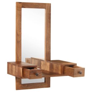 Cosmetic Mirror with 2 Drawers Solid Sheesham Wood