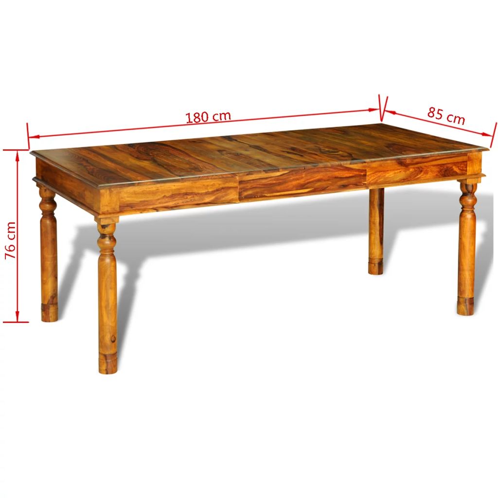 Dining Table 180x85x76 cm Solid Sheesham Wood