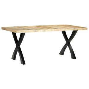 Black X Leg Mango Wood Dining Table 180x90x76cm
