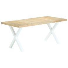 180cm Light Mango Wood Dining Table White X Metal Legs