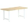 180cm Light Wood Dining Table White Metal Leg