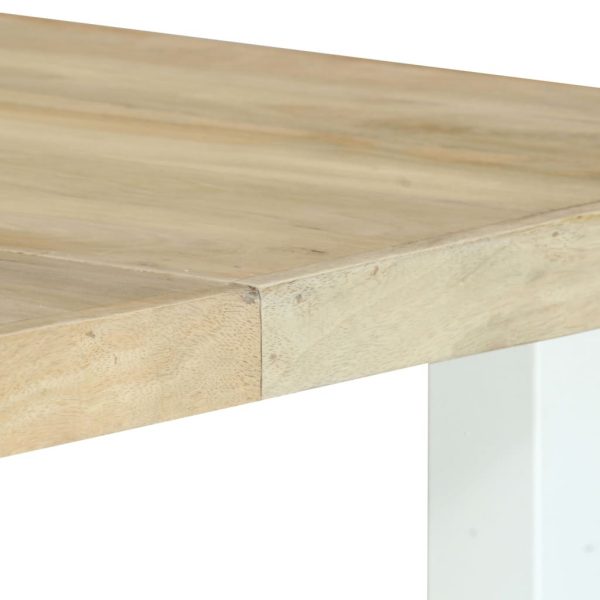 180cm Light Wood Dining Table White Metal Leg