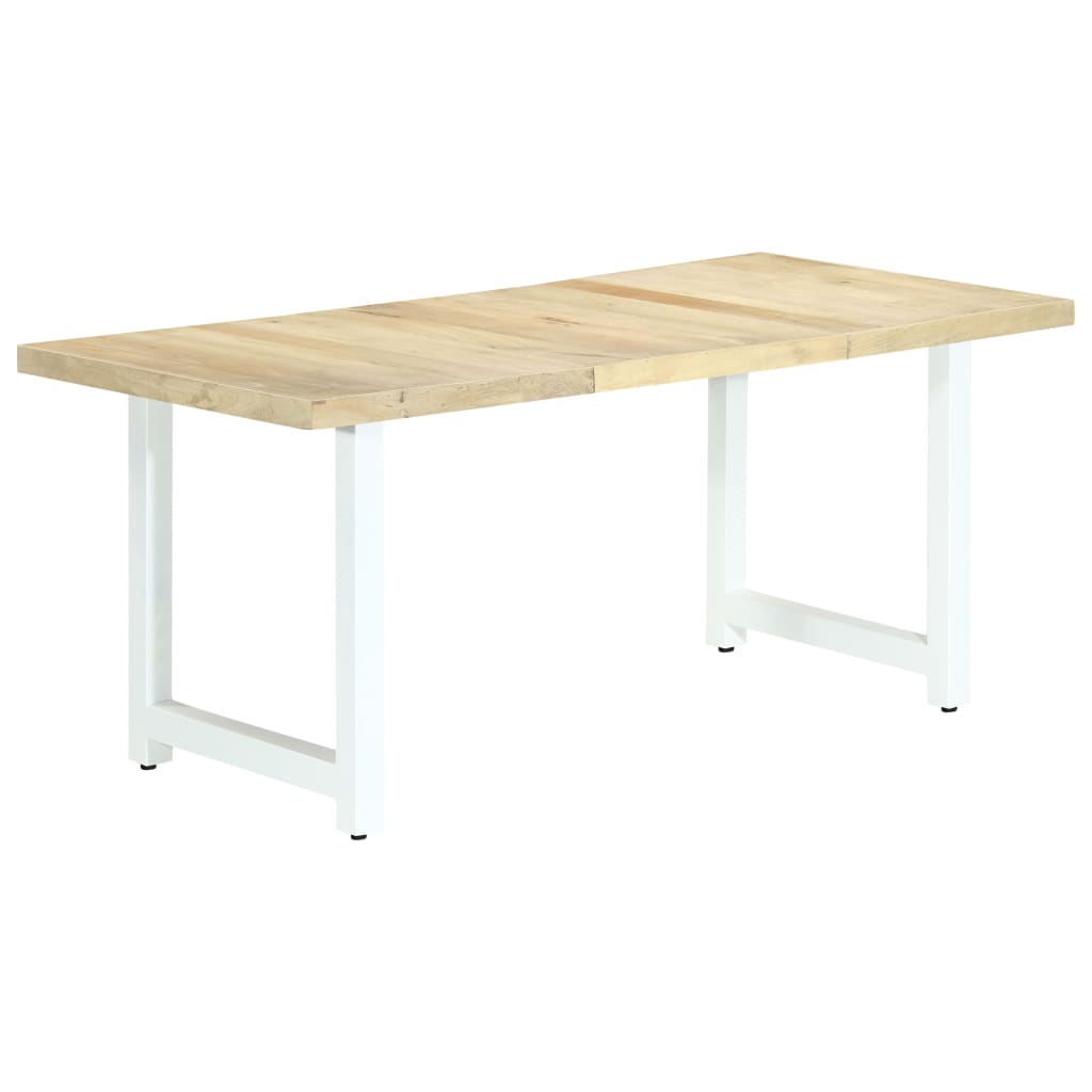 180cm Light Wood Dining Table White Metal Leg