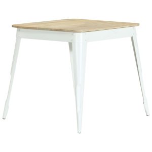 Bistro Square Dining Table White Metal and Mango Wood 75x75cm