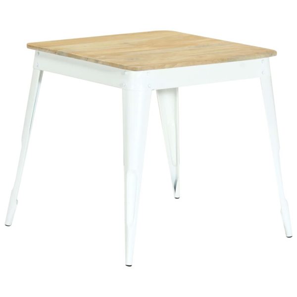 Bistro Square Dining Table White Metal And Mango Wood 75X75Cm