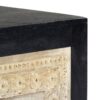 Hand Carved Bedside Cabinet Grey 40x30x50 cm Solid Mango Wood