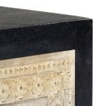 Hand Carved Bedside Cabinet Grey 40x30x50 cm Solid Mango Wood 7