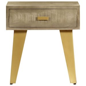 Wooden Nightstand With Gold Cast Iron Legs 45x35x48cm