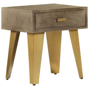 Wooden Nightstand With Gold Cast Iron Legs 45x35x48cm