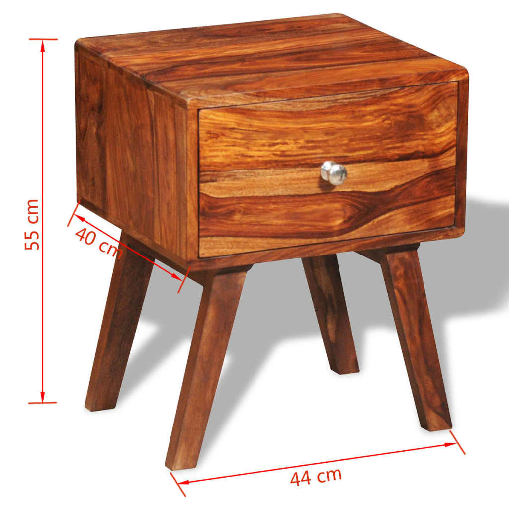 Nightstand with 1 Drawer 55 cm Solid Sheesham Wood