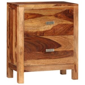 Nightstand with 2 Drawers Solid Sheesham Wood
