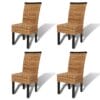 Rattan Woven Dining Chairs 4 pcs Abaca Brown