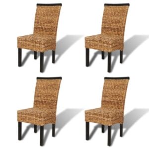 Rattan Woven Dining Chairs 4 pcs Abaca Brown