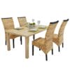 Set of 4 Rattan Woven Dining Chairs Abaca Brown