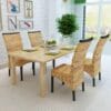 Rattan Woven Dining Chairs 4 pcs Abaca Brown