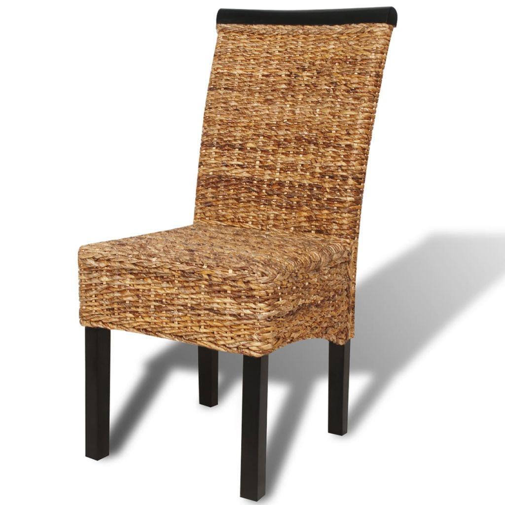 Rattan Woven Dining Chairs 4 pcs Abaca Brown