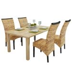 Rattan Woven Dining Chairs 4 pcs Abaca Brown 1