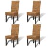 Rattan Woven Dining Chairs 4 pcs Abaca Brown