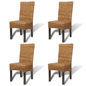 Rattan Woven Dining Chairs 4 pcs Abaca Brown