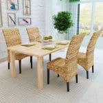 Rattan Woven Dining Chairs 4 pcs Abaca Brown 3