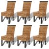 Rattan Woven Dining Chairs 6 pcs Abaca Brown