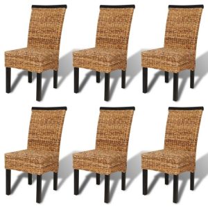 Rattan Woven Dining Chairs 6 pcs Abaca Brown