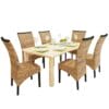 Rattan Woven Dining Chairs 6 pcs Abaca Brown
