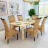 Rattan Woven Dining Chairs 6 pcs Abaca Brown